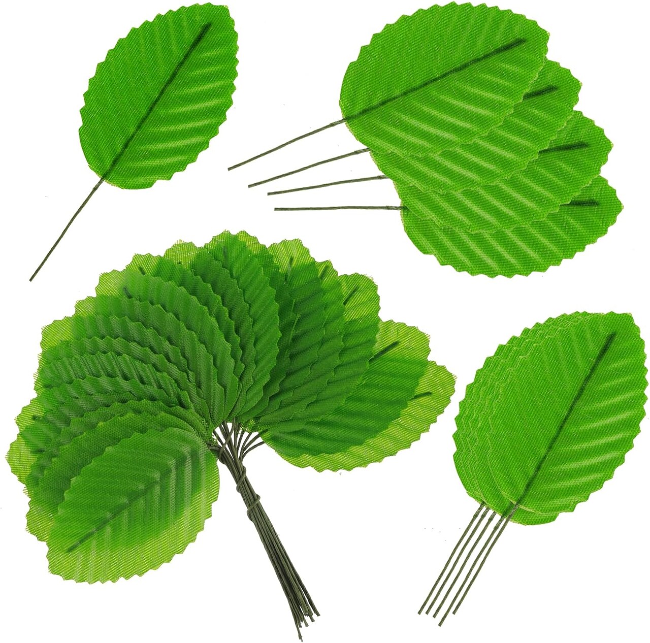 200 Pcs Green Silk Artificial Leaves (Green) 0.75"D x 4.7"W x 7.3"H